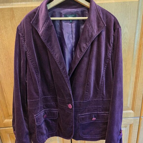 Talbot Womens Wine Velvet Jacket 24W - Picture 1 of 10